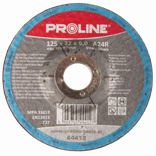 TARCZA DO SZLIFOWANIA METALU, T27, 125x6.0x22A24R PROLINE