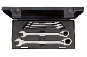 Zestaw kluczy płasko-oczkowych z grzechotką 8-19, odwracalnych,  5-częściowy, 7 UR-005, GEDORE