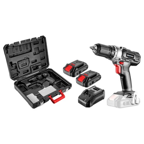 Wiertarko-wkrętarka akumulatorowa Energy+ 18V, Li-lon, uchwyt 13mm 58G006-SET2 GRAPHITE